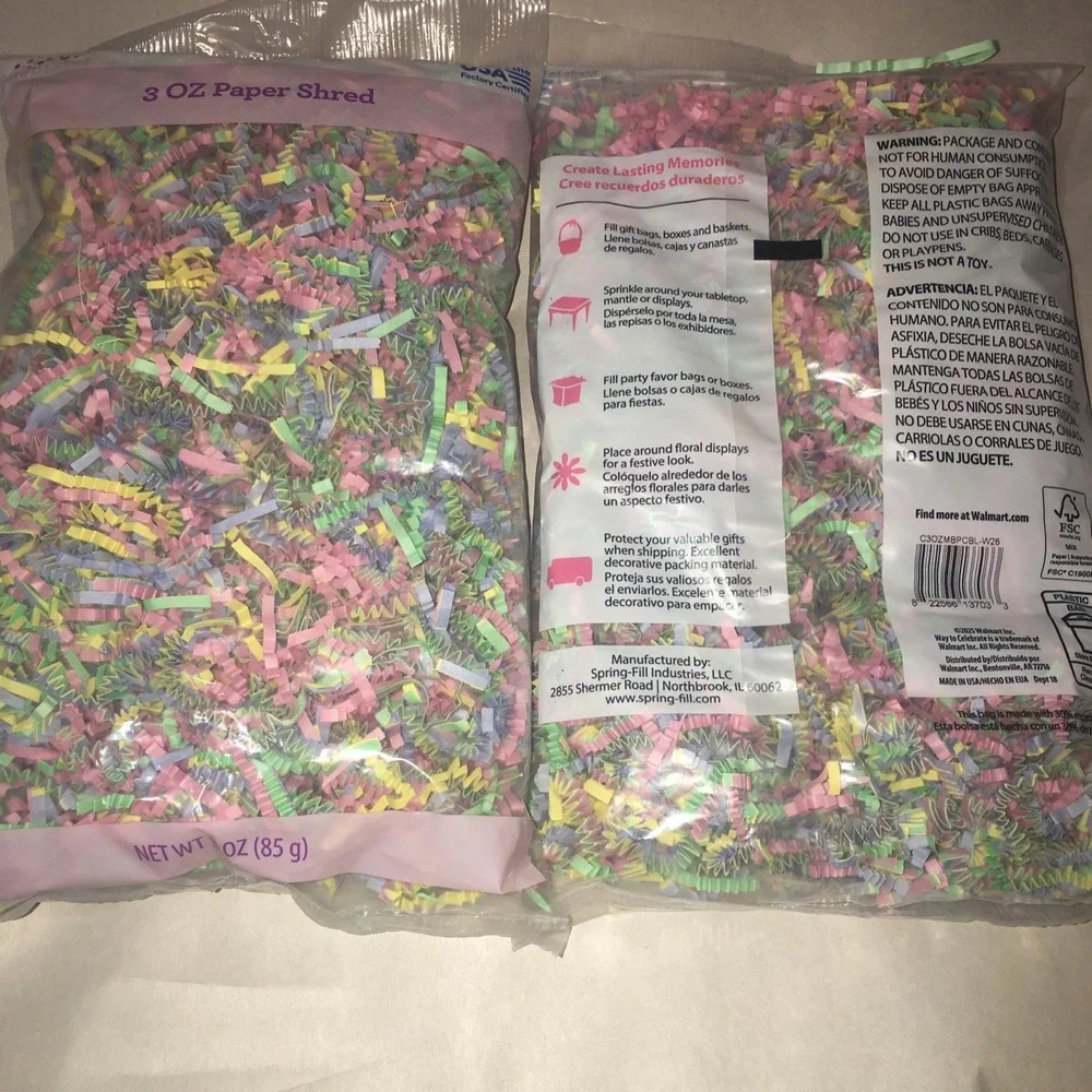 Crinkle Paper Shred Pink Purple Baby Shower Gift Easter Baskets Ship Fill 6oz.